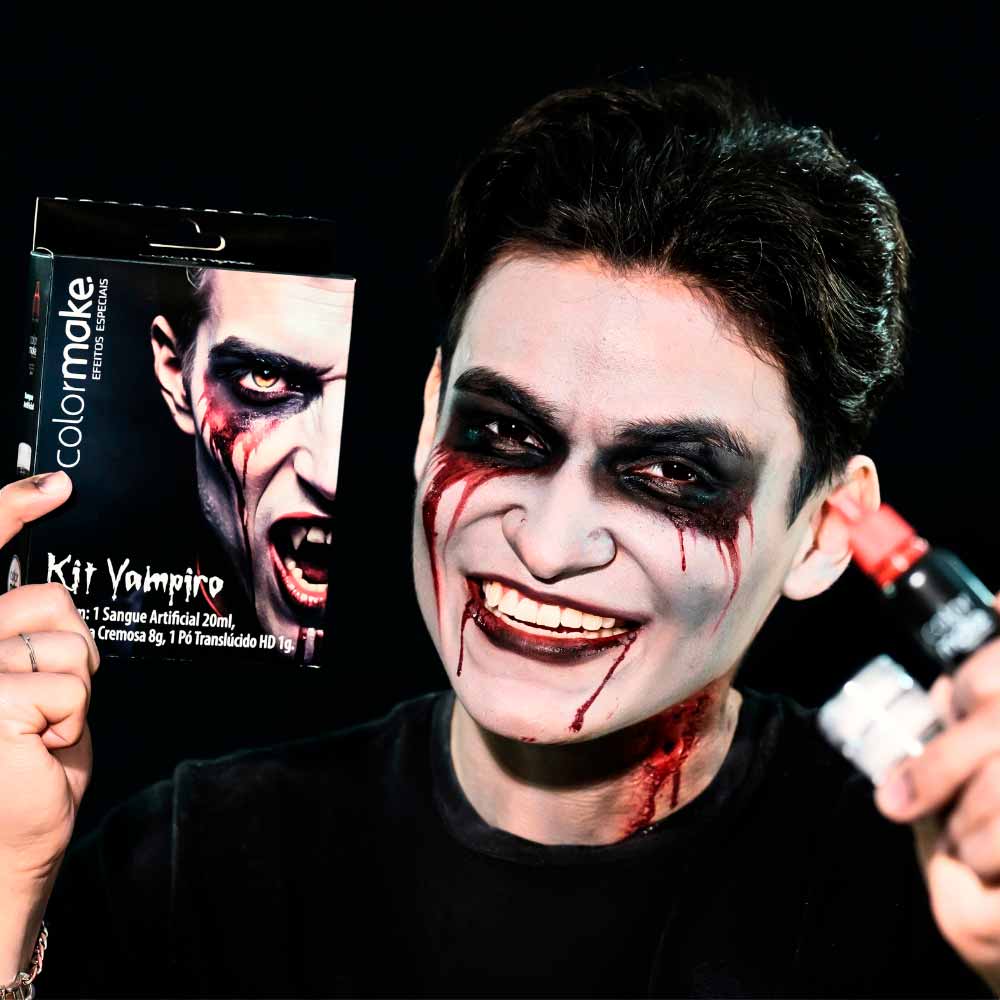 Colormake  Kit Vampiro - Sangue Artificial + Pó Translúcido HD + 2 Tintas cremosas
